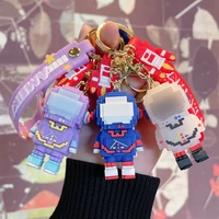 building blocks astronaut keychain cartoon cute doll keyring fashion couple bag charm holder ornament key chain car pendant gift