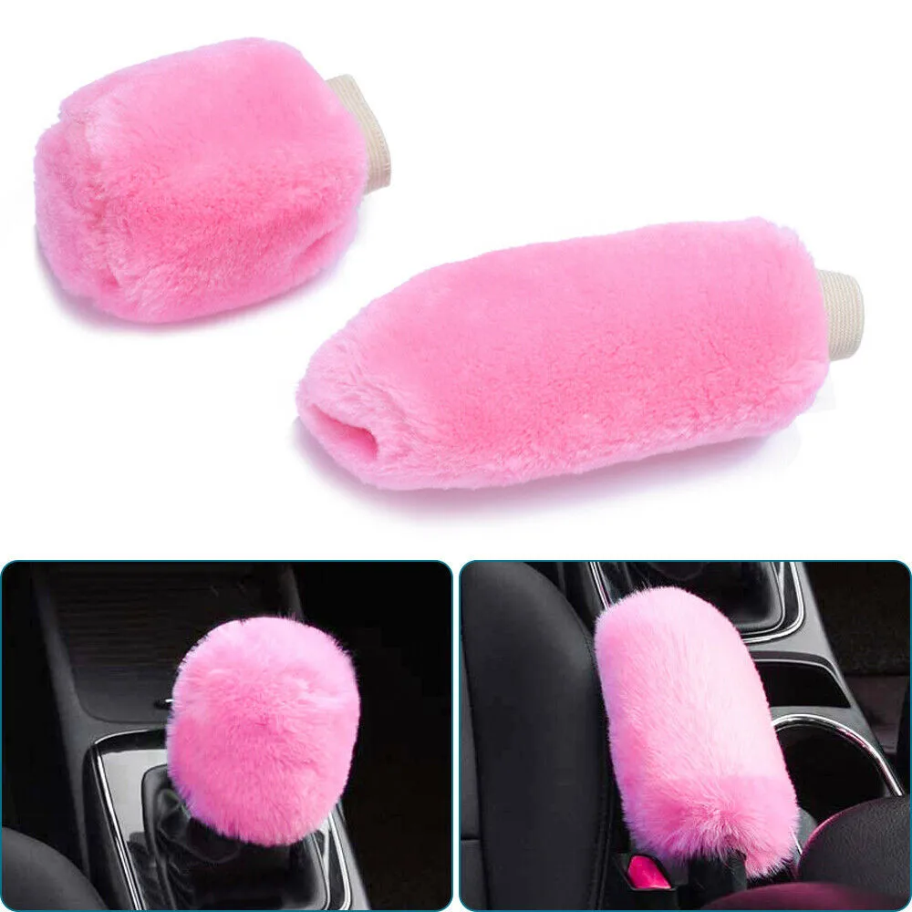 

Car Decor Steering Wheel Cover Auto Car Comfort Fashion Faux Wool Fluffy Shift Gear Cover Thick Warm Accessory