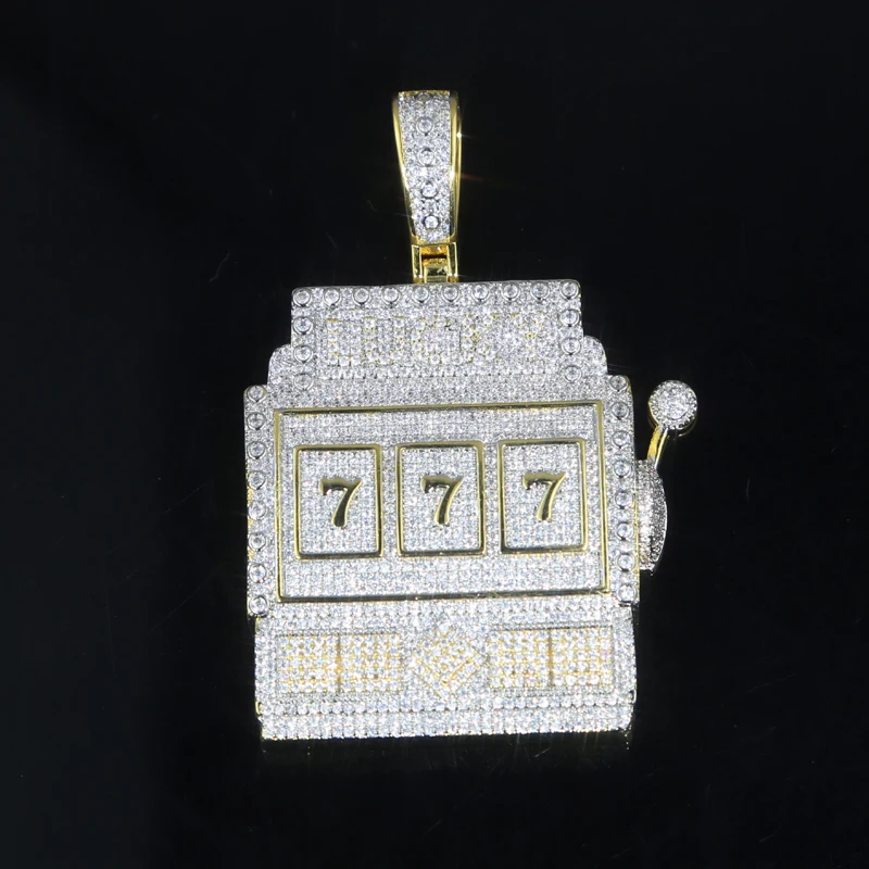 

New Hip Hop Pendant Necklace Gold Silver Plated Lucky 777 Number Charm with Long Rope Chain for Men Punk Style Jewelry Wholesale