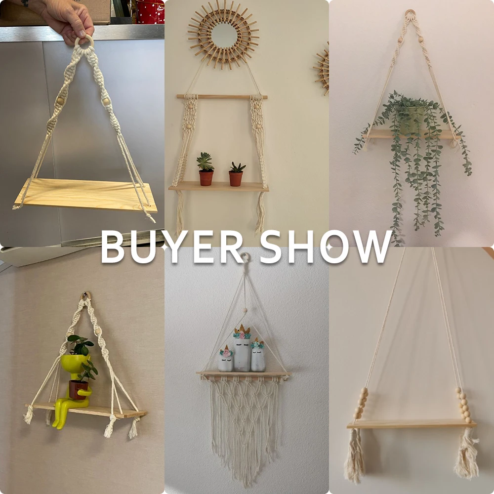 

Boho hand-woven tapestry wall decoration rack ins storage shelf decoration