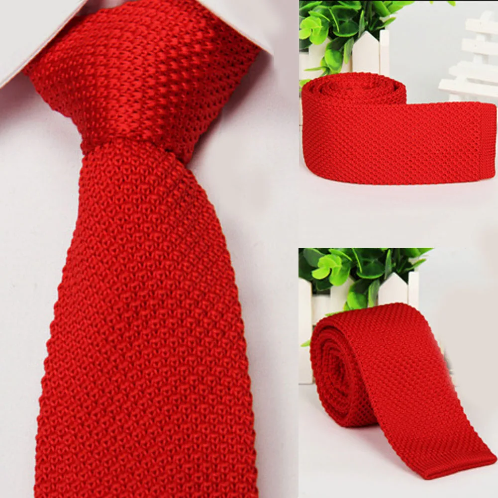

New Style Fashion Men's Solid Colourful Tie Men Knitted Necktie Skinny Woven Plain Cravate Narrow Groom Neck Wear Neck Tie
