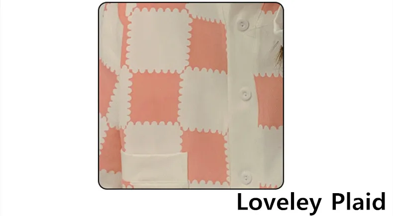 Yasuk Spring Autumn Fashion Women's Casual Soft Plaid Sleepwear Homewear Pajamas Set With Pants Sweet Lovely Girl