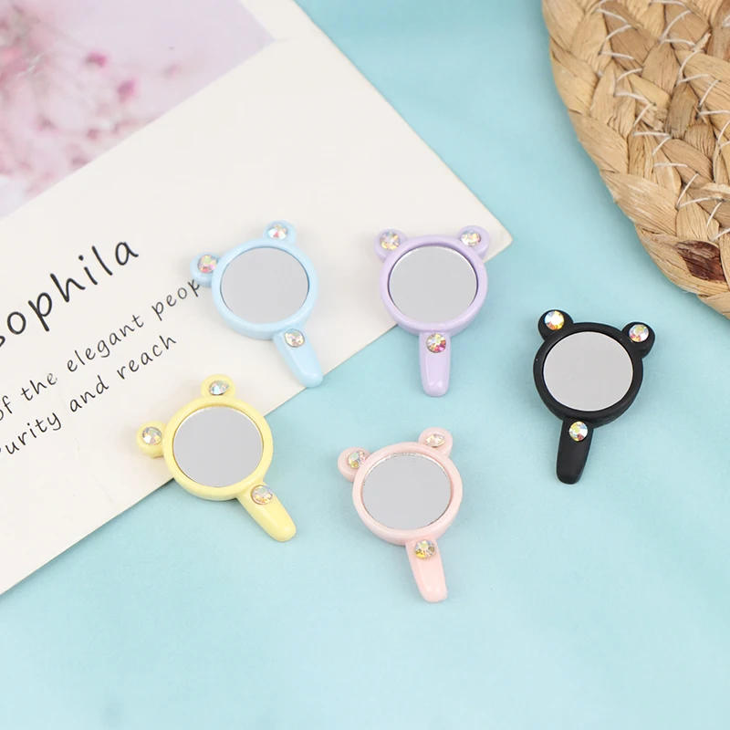 5pcs/set 1:12 Scale Bear Makeup Mirror For Dollhouse Decor DIY Furniture Miniature Mini Rulers Model Set 5pc Metal Whistle Props