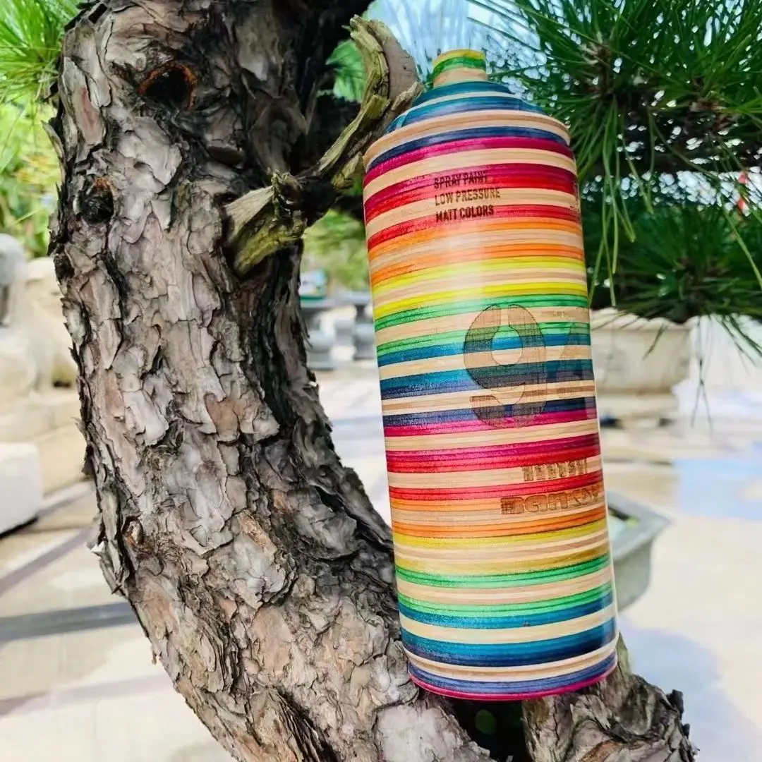 

Rainbow horizontal and vertical graffiti spray paint can bottle 20 cm skateboard wood red rose pear walnut pure handmade