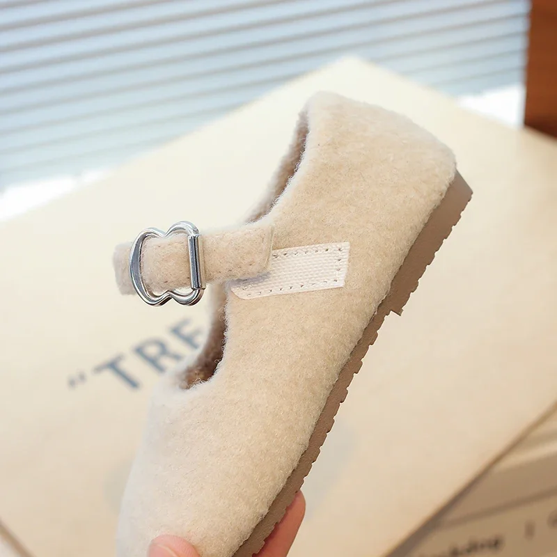 Однотонная флисовая обувь на плоской подошве для маленьких девочек