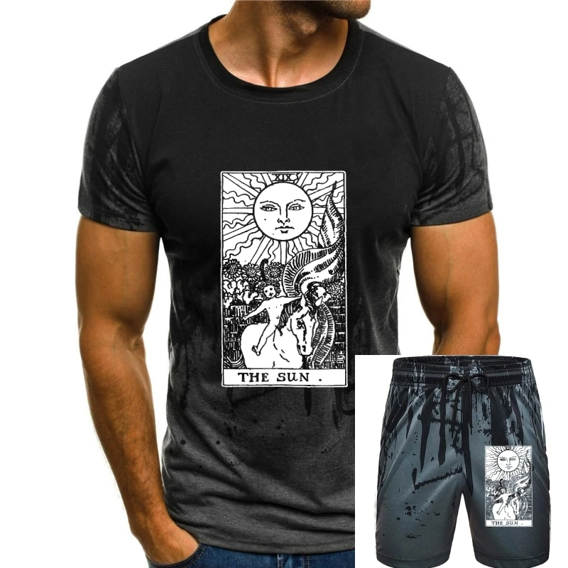 

The Sun Tarot Card Major Arcana tune Telling Occult Men Tops T Shirt Novelty Tees Fitness Tshirts Premium Cotton Summer