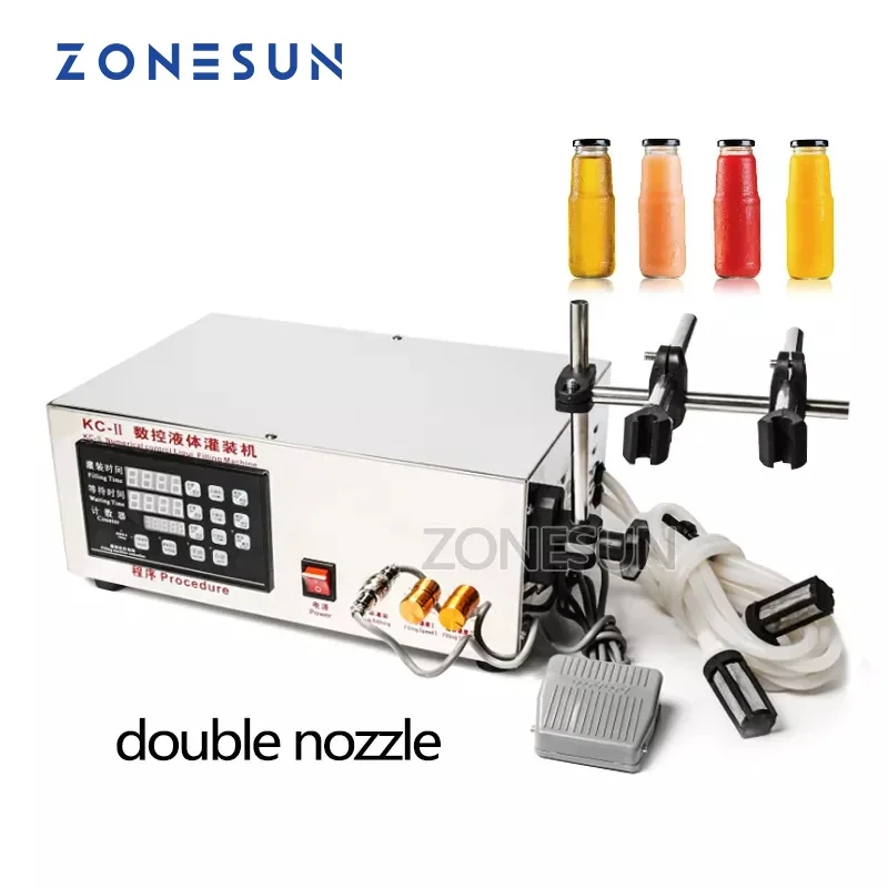 ZONESUN Машина для розлива жидкостей с двойной головкой Микрокомпьютерная