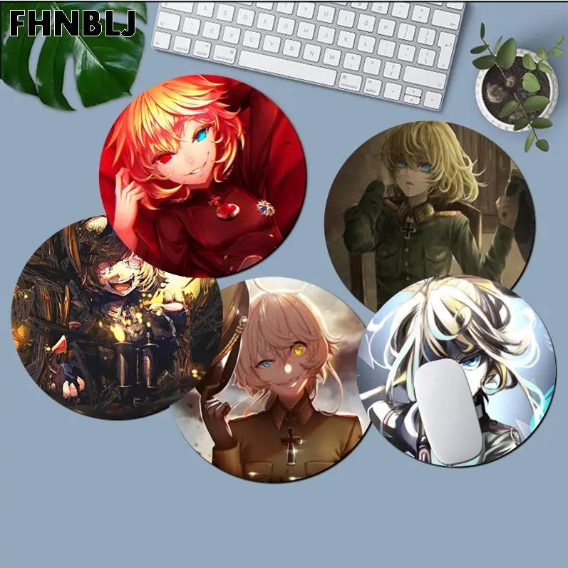 

Youjo Senki Anti-Slip Round Keyboard Mat Table Mat Students Cabinet Gamer Desktop Mousepad Cup Mats for PC Computer Table