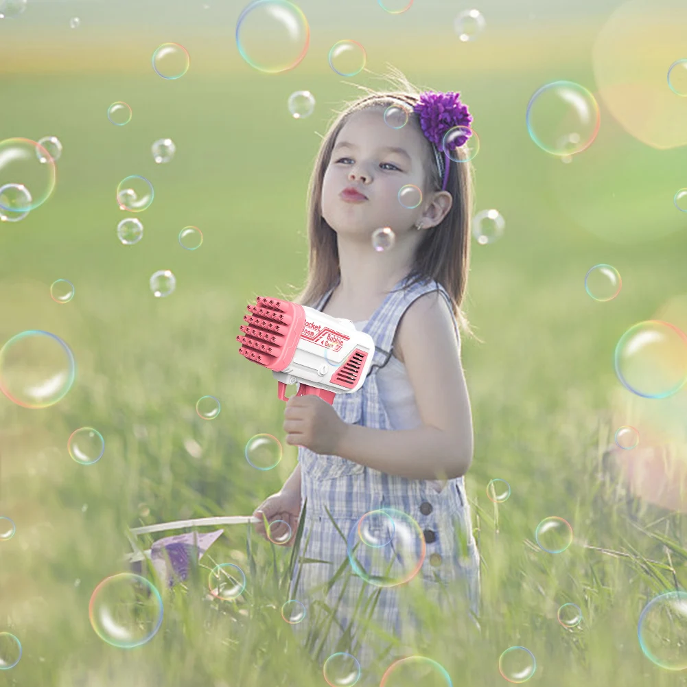 

Soap Water Bubble Machine Summer Bubble Blower Maker Outdoor Toys with 32 Holes for Kids Birthday Holiday Gift