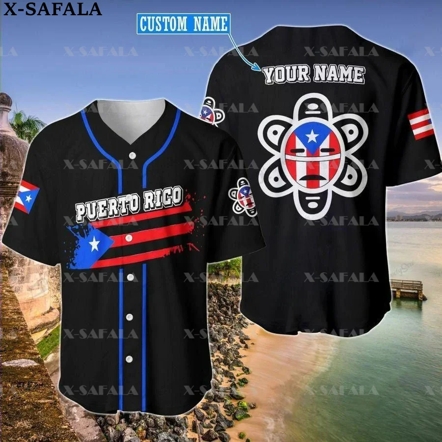 Custom Name PUERTO RICO Love Country Flag 3D Printed Baseball Jersey Summer Shirt Men's Tops Tee Oversized Streetwear-9