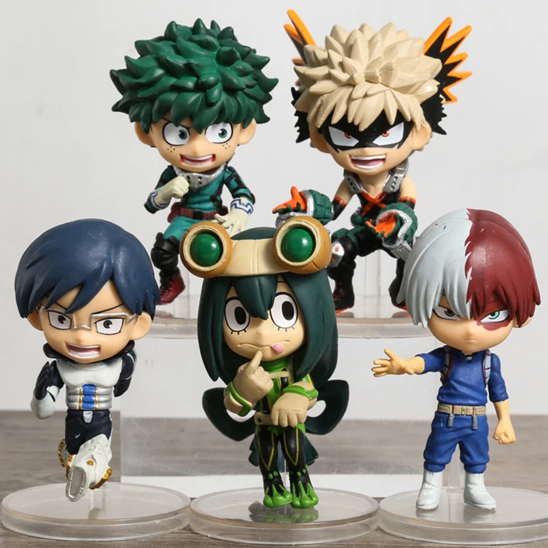 

My Hero Academia Midoriya Izuku Bakugou Katsuki Todoroki Shoto Asui Tsuyu Iida Tenya Cute Toys Figure Model Dolls 5pcs/set 8cm