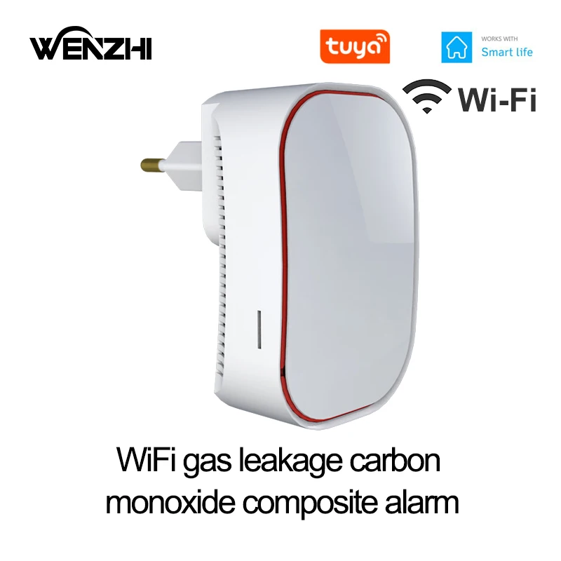 Фото Датчик утечки природного газа и угарного газа (CO) с Wi-Fi, сигнализация для дома и кухни, защита и безопасность, Tuya Smart Life №1