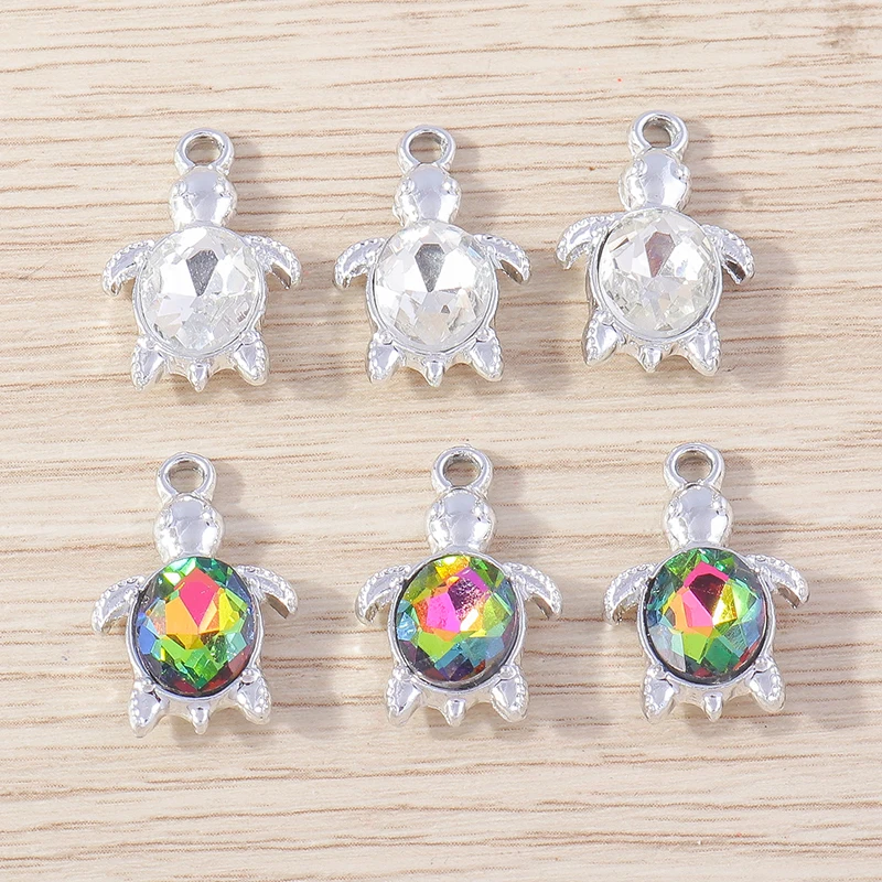 

10pcs 14x21mm Cartoon Crystal Animal Turtle Charms for Jewelry Making Women Cute Drop Earrings Pendants Necklaces DIY Craft Gift