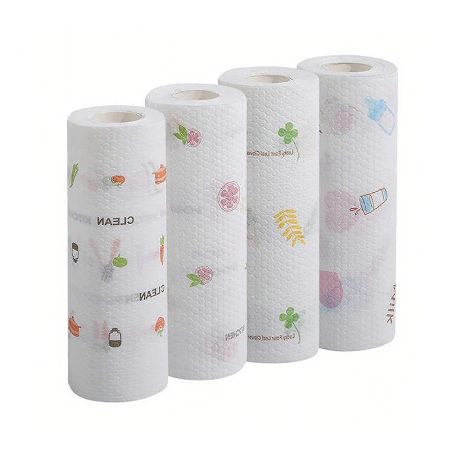 

50PCS/Roll 20CM Reusable Rags Lazy Rags Washable Kitchen Paper Non-Woven Dish Cloth Towels Kitchen Cleaning Supplies