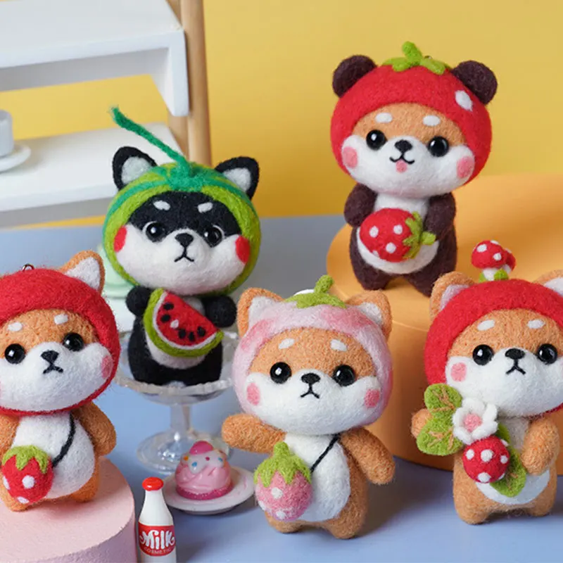 

Doll Wool Felt Kit Needle Felting Kit Animal Pet Doll for Needle Material Bag Pack for Beginner Wool Felting Fabric Non Finished