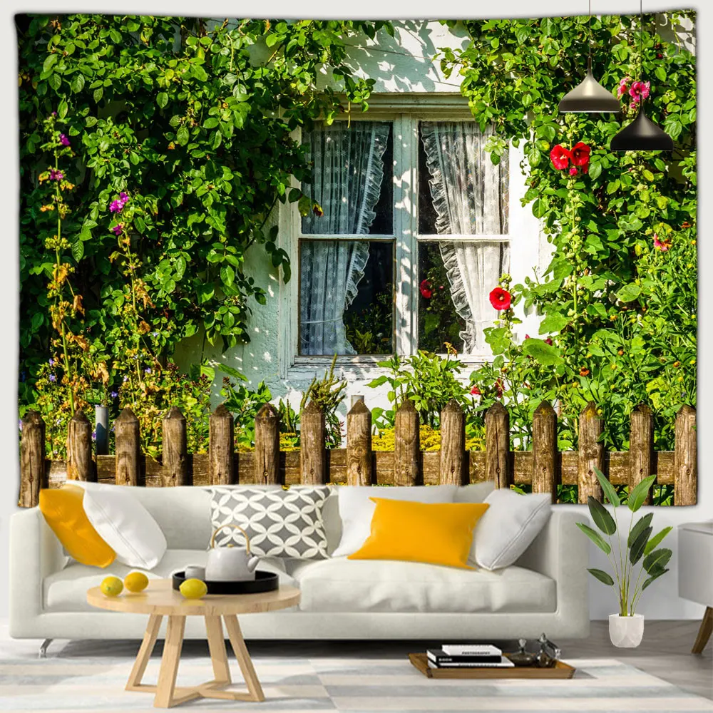 Уличные искусственные цветные цветы в стиле Тосканского дома на улице