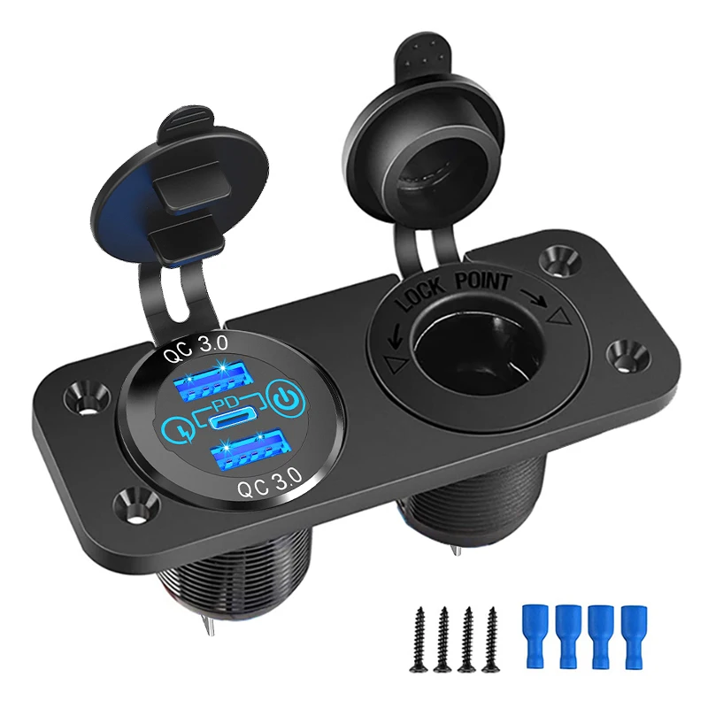 12 В USB C автомобильное зарядное устройство гнездо прикуривателя тройные