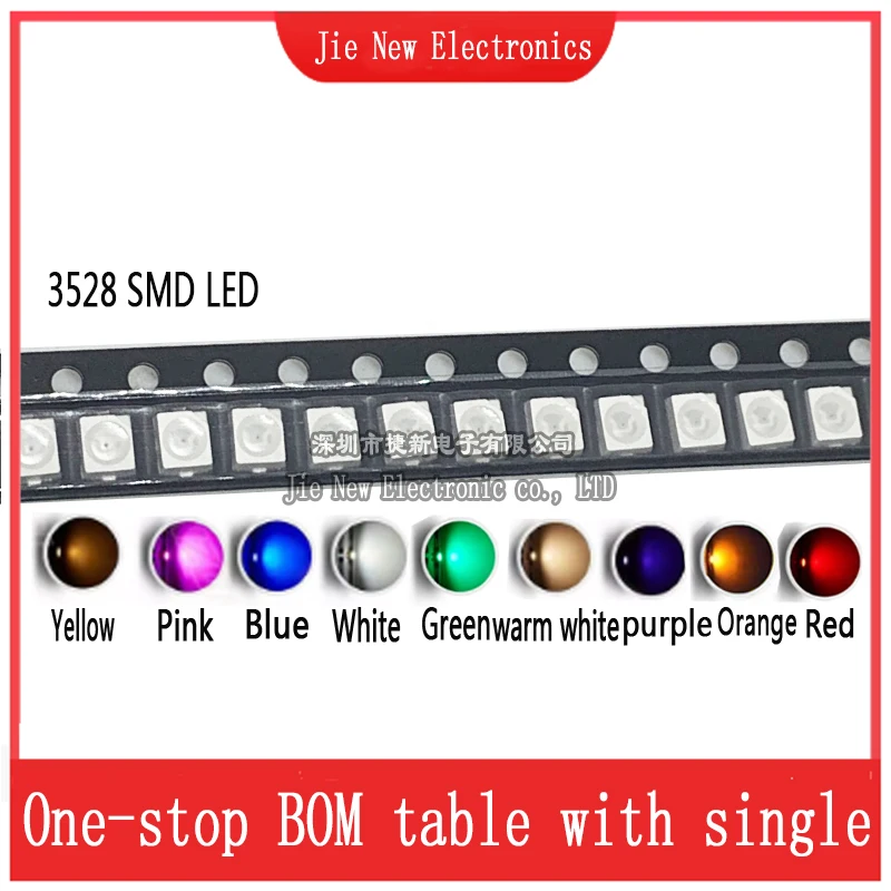 100 шт. 3528 1210 SMD светодиод теплый белый розовый Purp красный синий желтый зеленый