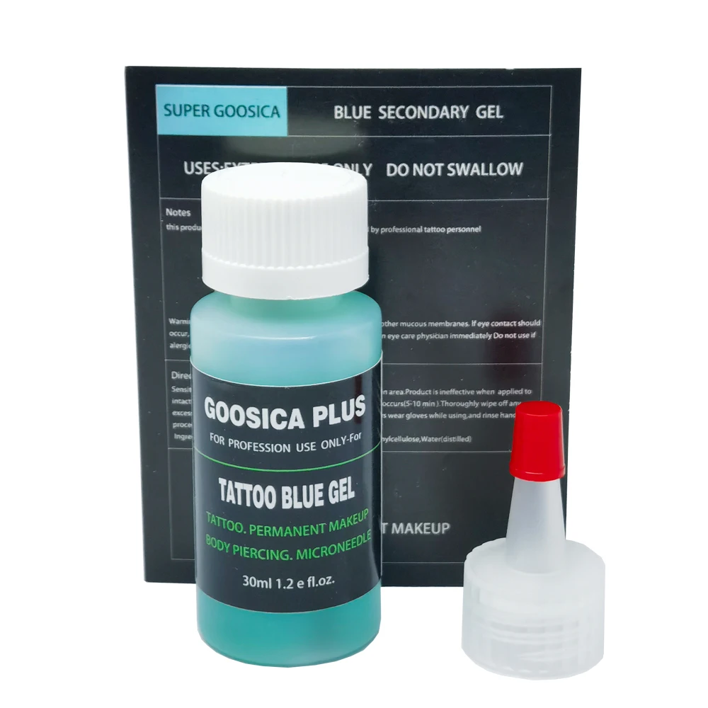 Фото Новый гель Goosica Plus Tattoo Blue для перманентного макияжа, татуажа бровей, микроблейдинга, пирсинга, вспомогательный вторичный гель, 30 мл №1