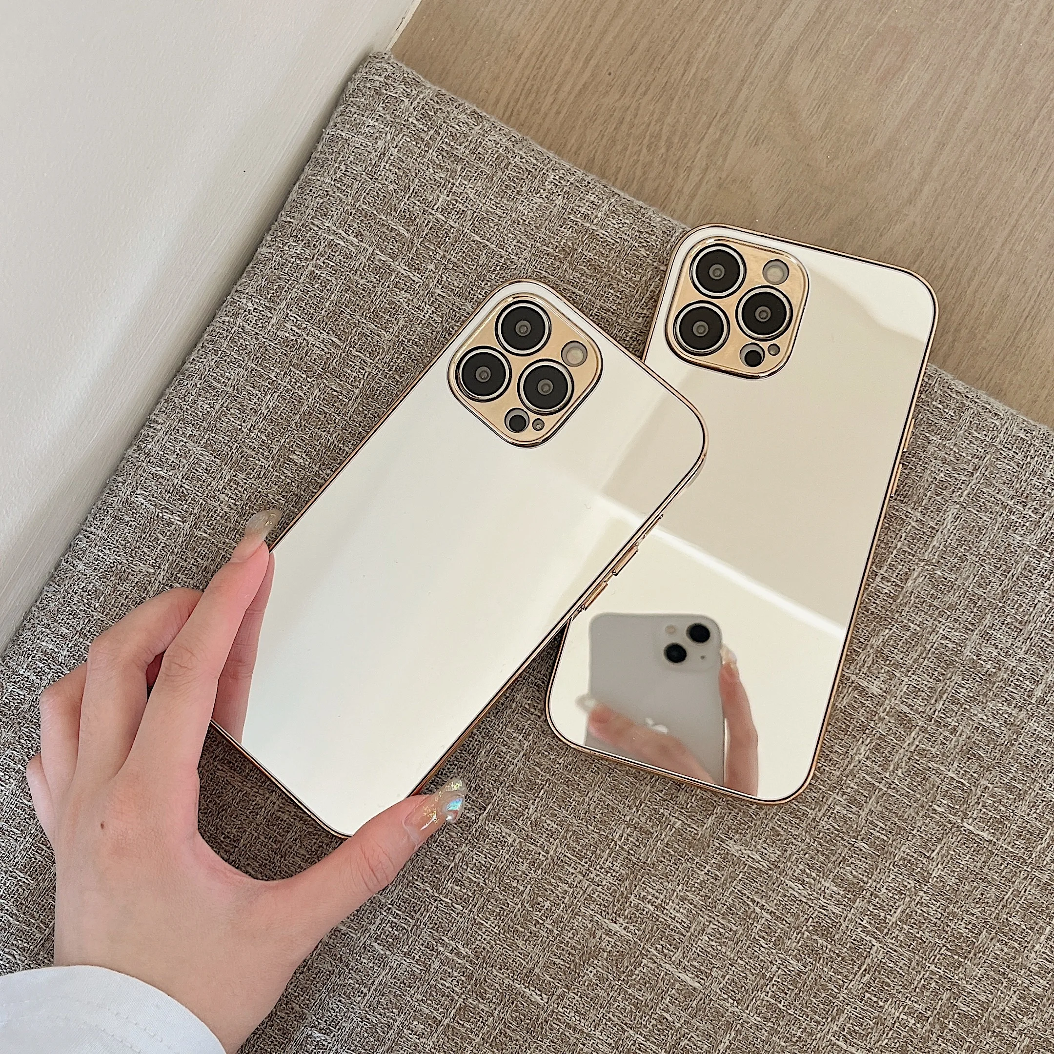 

NEW Soft Silicone Bumper Phone Back Cases Mirror Case for IPhone 13 12 11 Pro MAX 8 7 Plus X XS Max XR Case Cover Funda Coque
