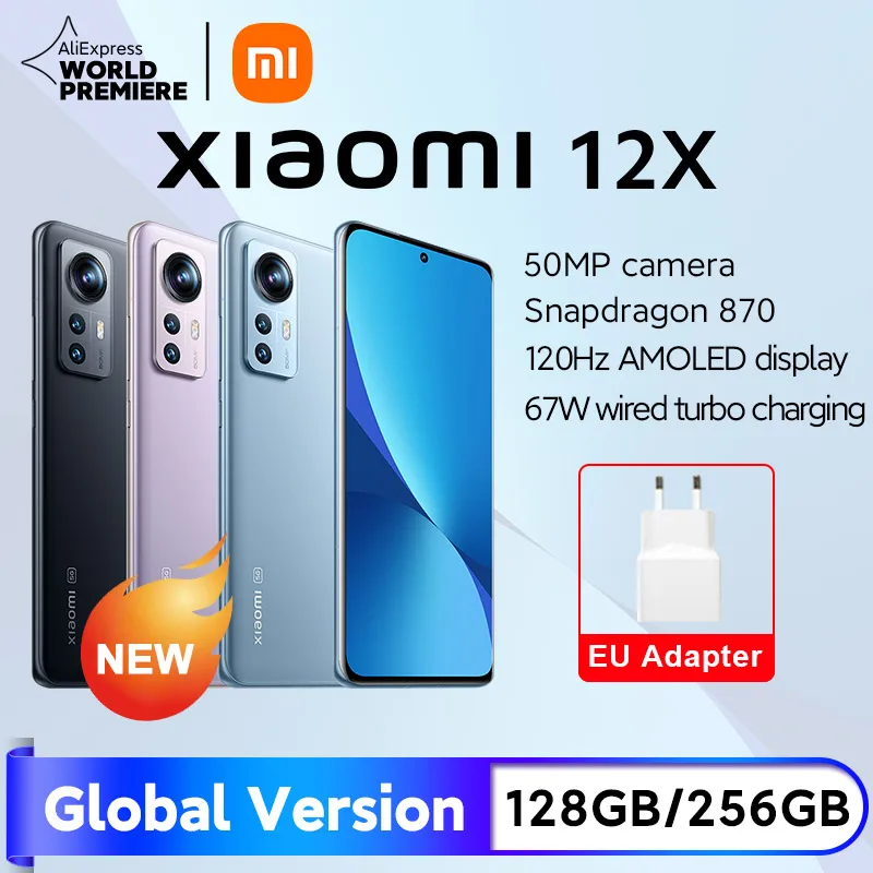 【World Premiere】Global Version Xiaomi 12X 8GB 128GB/8GB 256GB NFC 5G Smartphone Snapdragon 870 120Hz 6.28