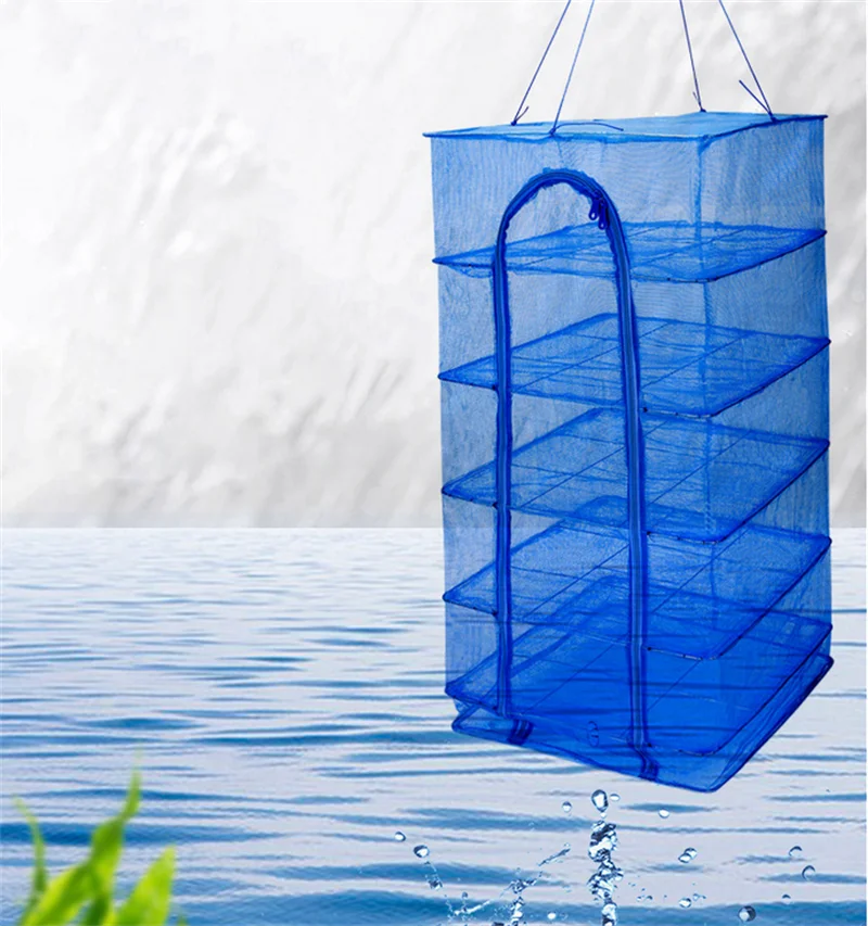 

4-Layers Drying Fishing Net Foldable Hanging Vegetable Fish Dishes Dryer Bag Hanger Fish Fishing Flowers Buds Plants Organizer
