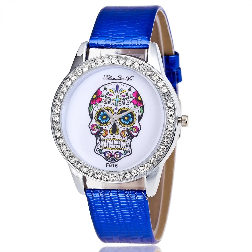 Модные садовые часы в стиле хип-хоп с рисунком черепа модные унисекс ремешком для