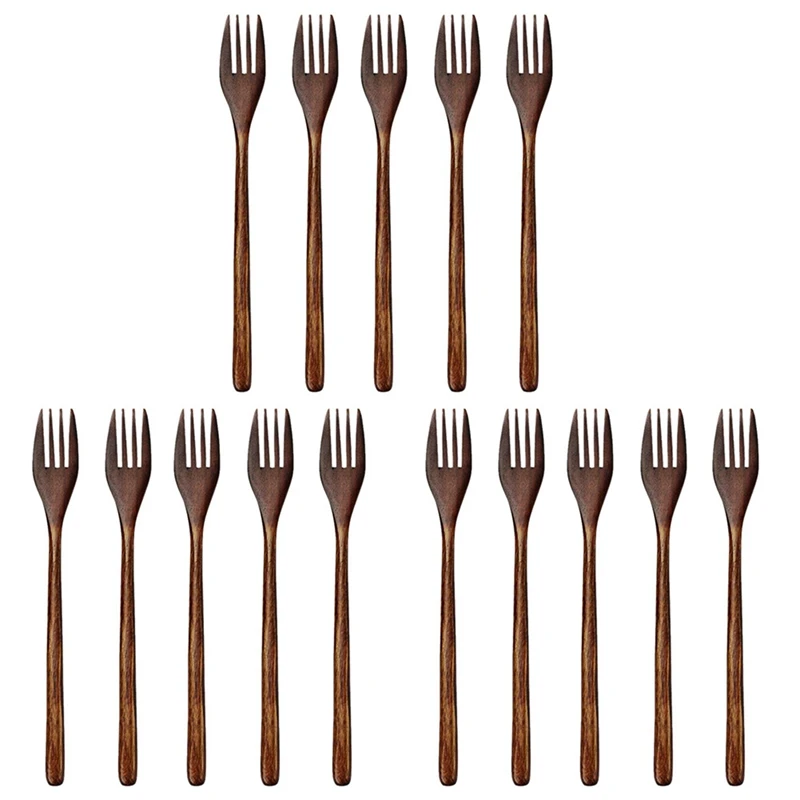 

Hot SV-Wooden Forks, 15 Pieces Eco-Friendly Japanese Wood Salad Dinner Fork Tableware Dinnerware For Kids Adult (No Rope)