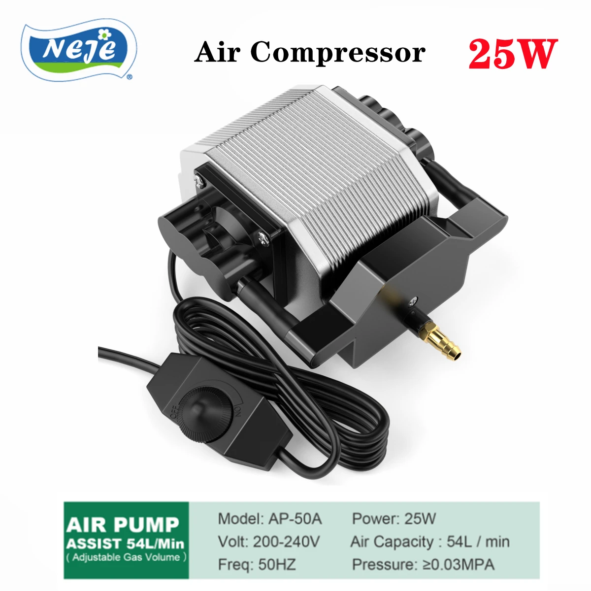

NEJE 25W Air Compressor Air Assist Pump for CNC Laser Engraver Laser Cutter With 54 L/Min Air Output
