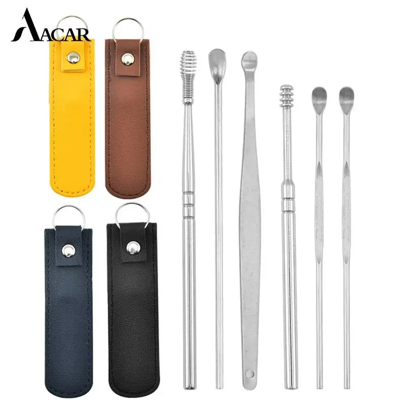 

6pcs/set Spoon Care Ear Clean Tool Ear Cleaner Wax Pickers Earpick Wax Remover Curette Ear Pick Cleaner Kit