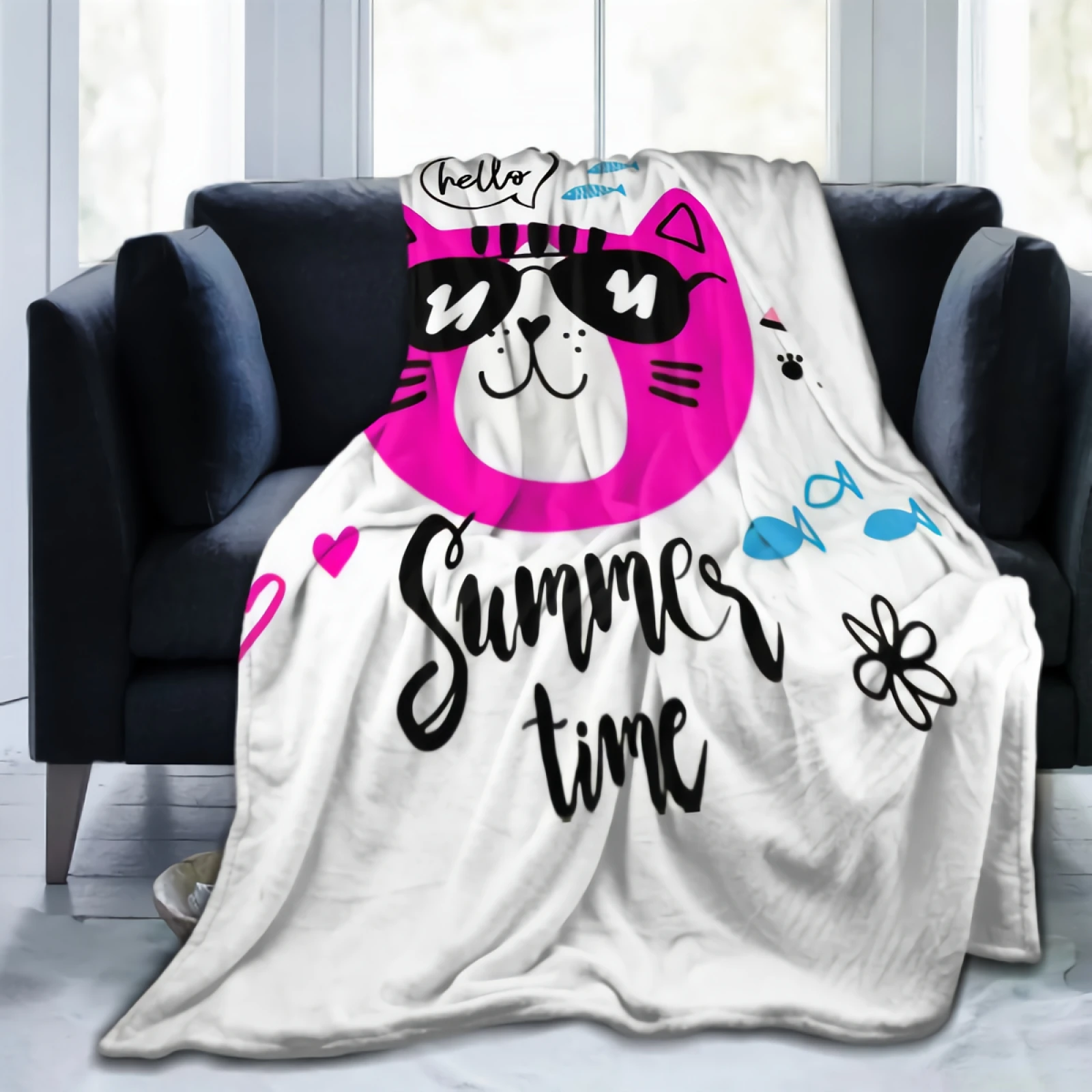 

Одеяло в очках с кошкой, мягкое удобное Фланелевое покрывало для дивана, кровати, гостиной, 80x60 дюймов