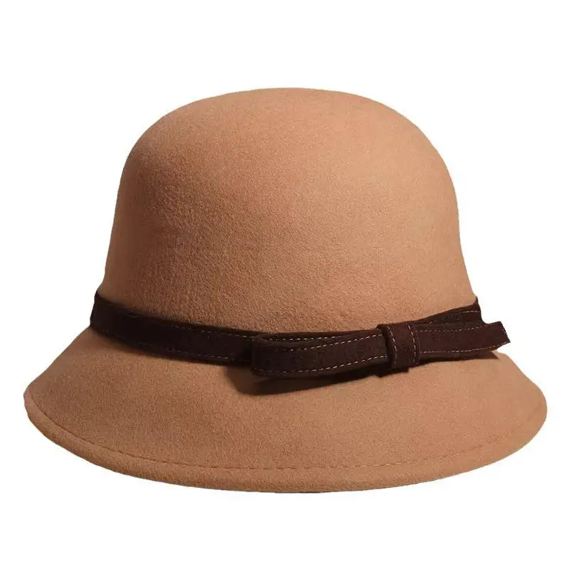Осенне-зимняя японская модная шерстяная шляпа с контрастным цветным бантом