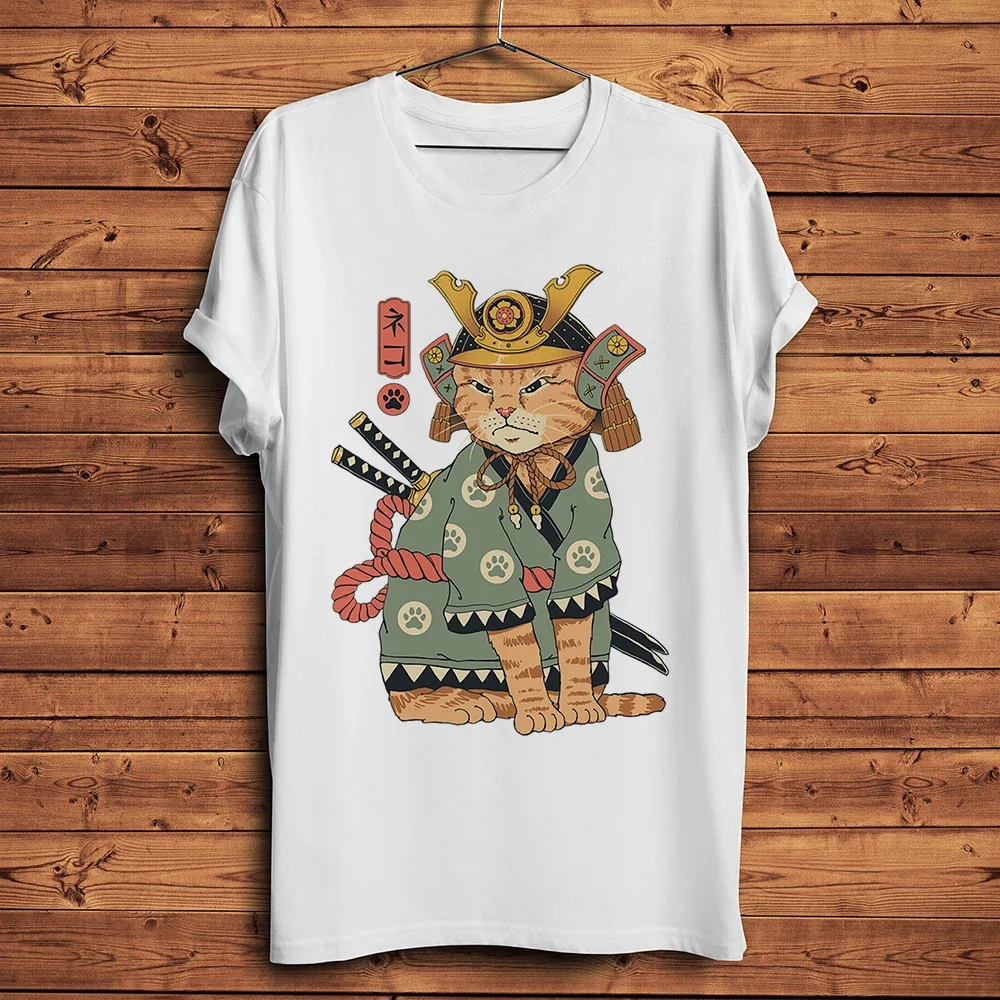 Фото Koi Tattoo Lucky Neko Cat Shogun Samurai Yamaguchi Gumi Забавная аниме-футболка Мужская белая повседневная футболка унисекс Уличная футболка №2