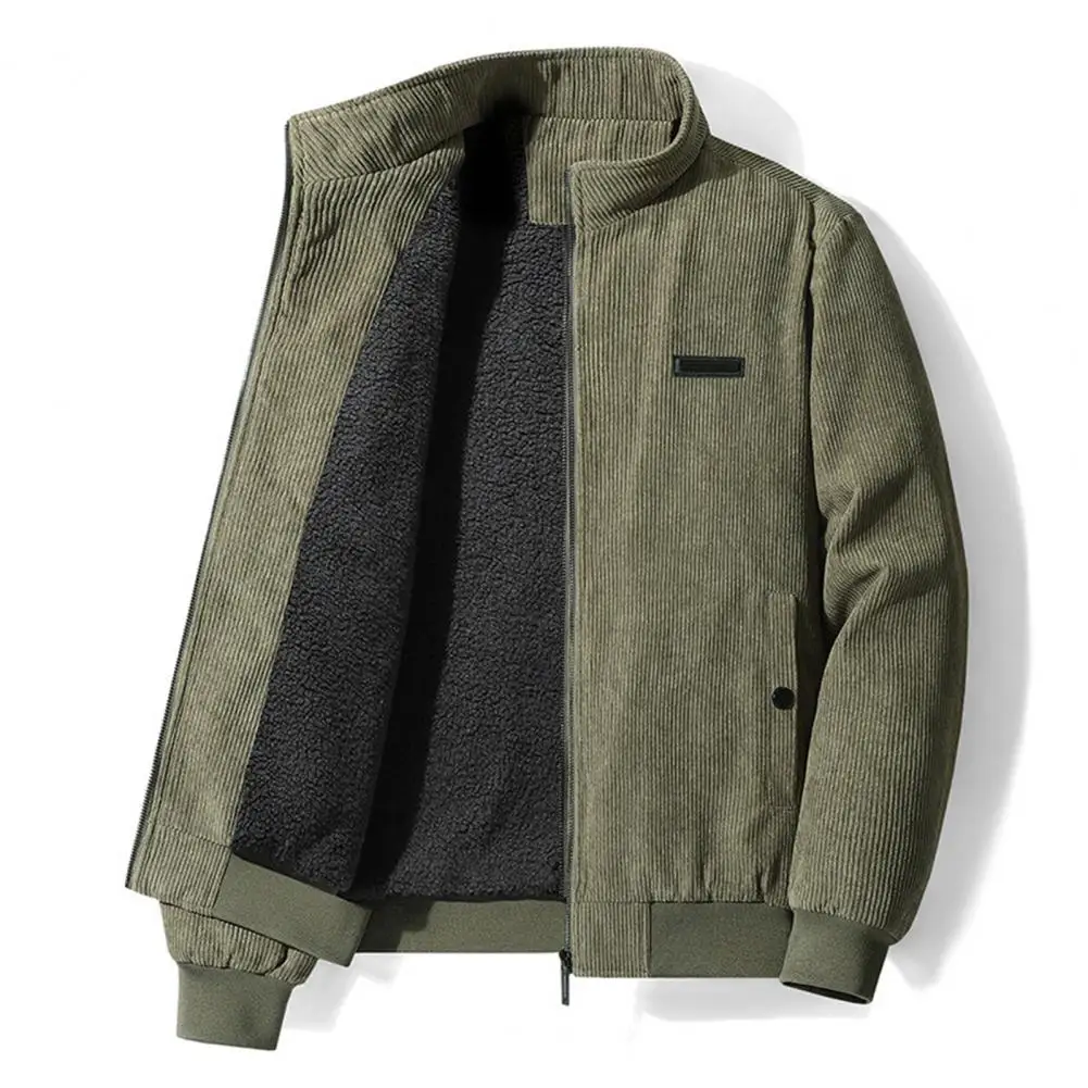 Мужская осенне-зимняя теплая куртка с воротником-стойкой и длинным рукавом