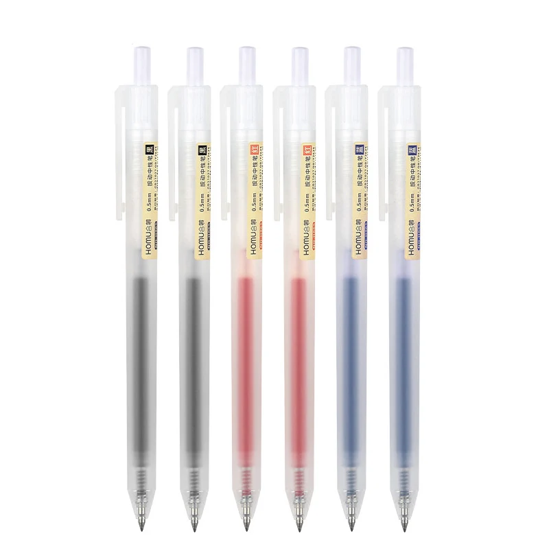 

4Pcs Retractable Gel Pen 0.5mm Set Black/Red/Blue Ballpoint for Writing 05mm Refills Office Stationery School Supplier