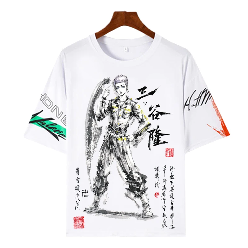 

new Tokyo Revengers T-shirt Anime Cosplay T-shirts Summer Short Sleeve T-shirt Ink wash painting T shirt