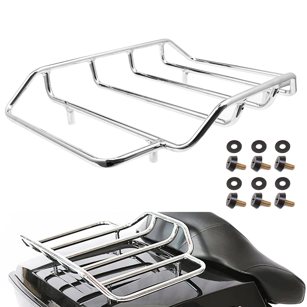 

Chrome Motorcycles Trunk Luggage Rack Rail for Harley Touring Road King Street Glide Road Glide 1984-2022