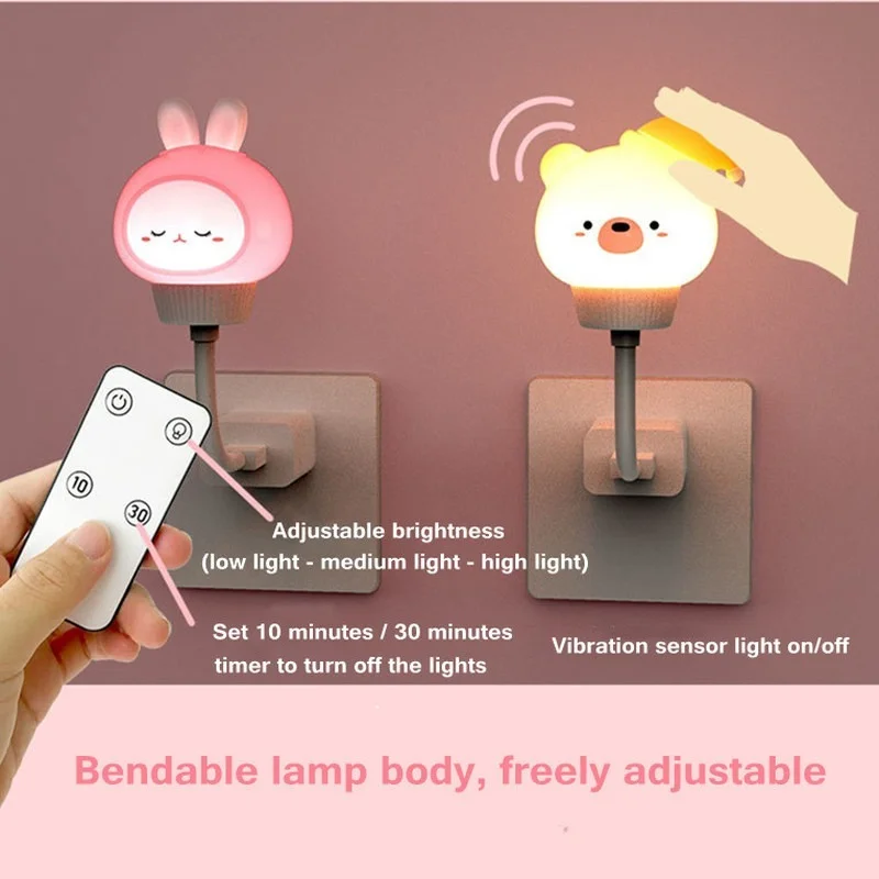 Светодиодный ночсветильник с USB милая мультяшная Ночная лампа медведем