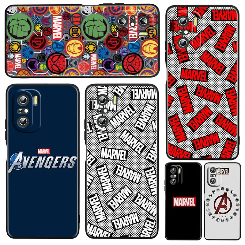 

Marvel Logo Avengers For Xiaomi Redmi K50 Gaming Pro 5G 10 9 9A 9C 9T 8 7 6 5 4X TPU Soft Black Phone Case Fundas Capa Cover