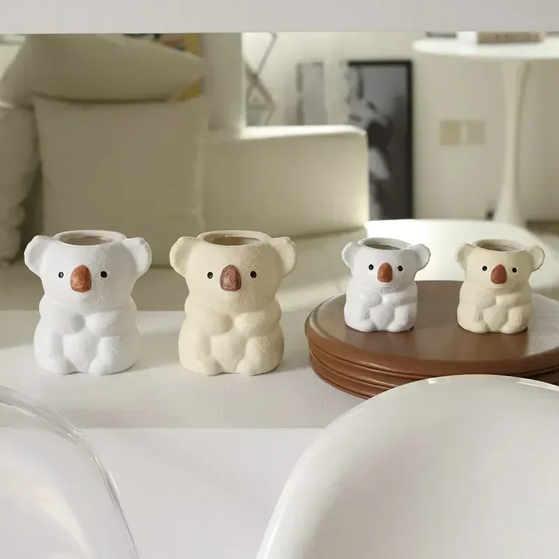 Милая Маленькая ваза Koala искусственная смола растения в горшке настольные