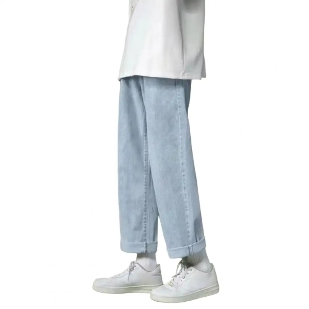

Men Trouser Solid Color Streetwear Dress-up Mid Waist Autumn Pants Spring Trouser Male Clothing