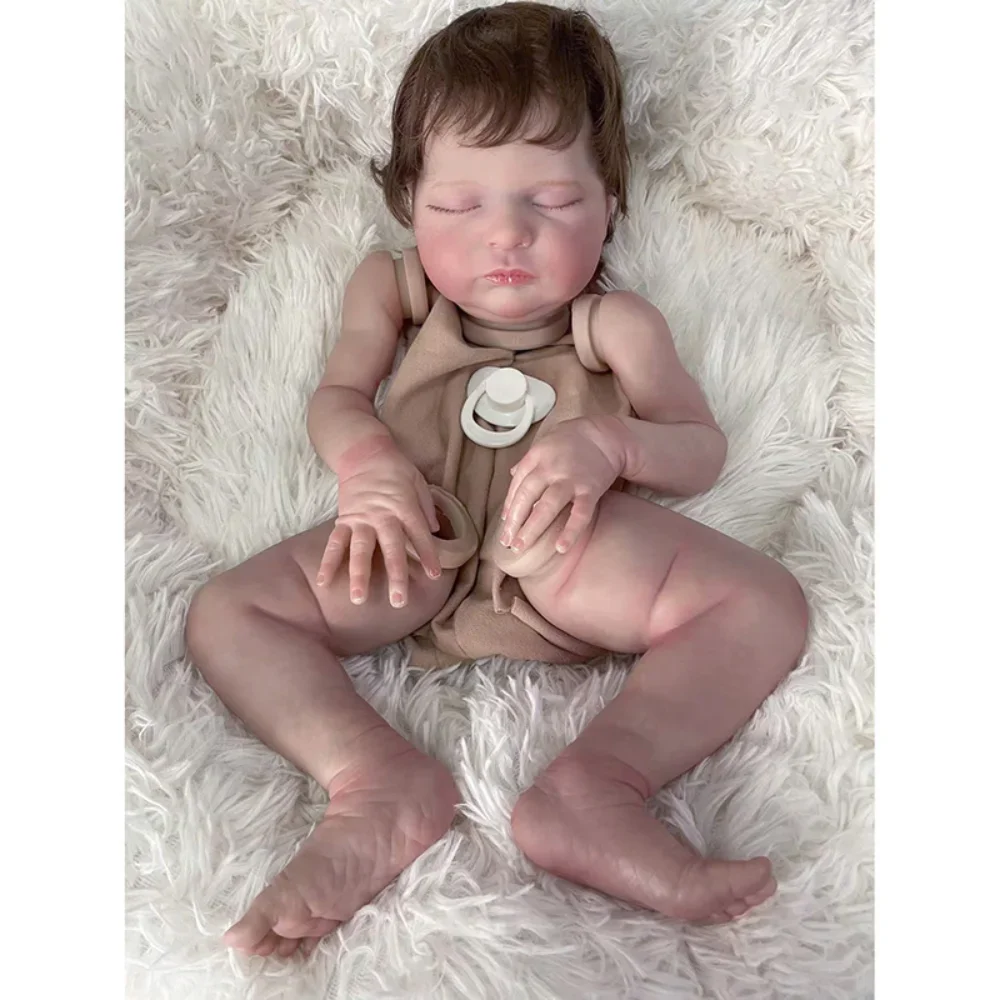 

19inches Already Painted Kits Reborn Laura Baby Doll with Rooted Hair 3D Painting Skin Visible Veins Kit Mold Bebe Reborn