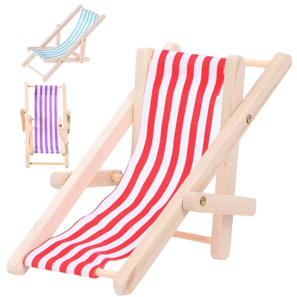 

Toy Micro Landscape Mini Beach Chair Folding Miniature Simulated Model House Decoration