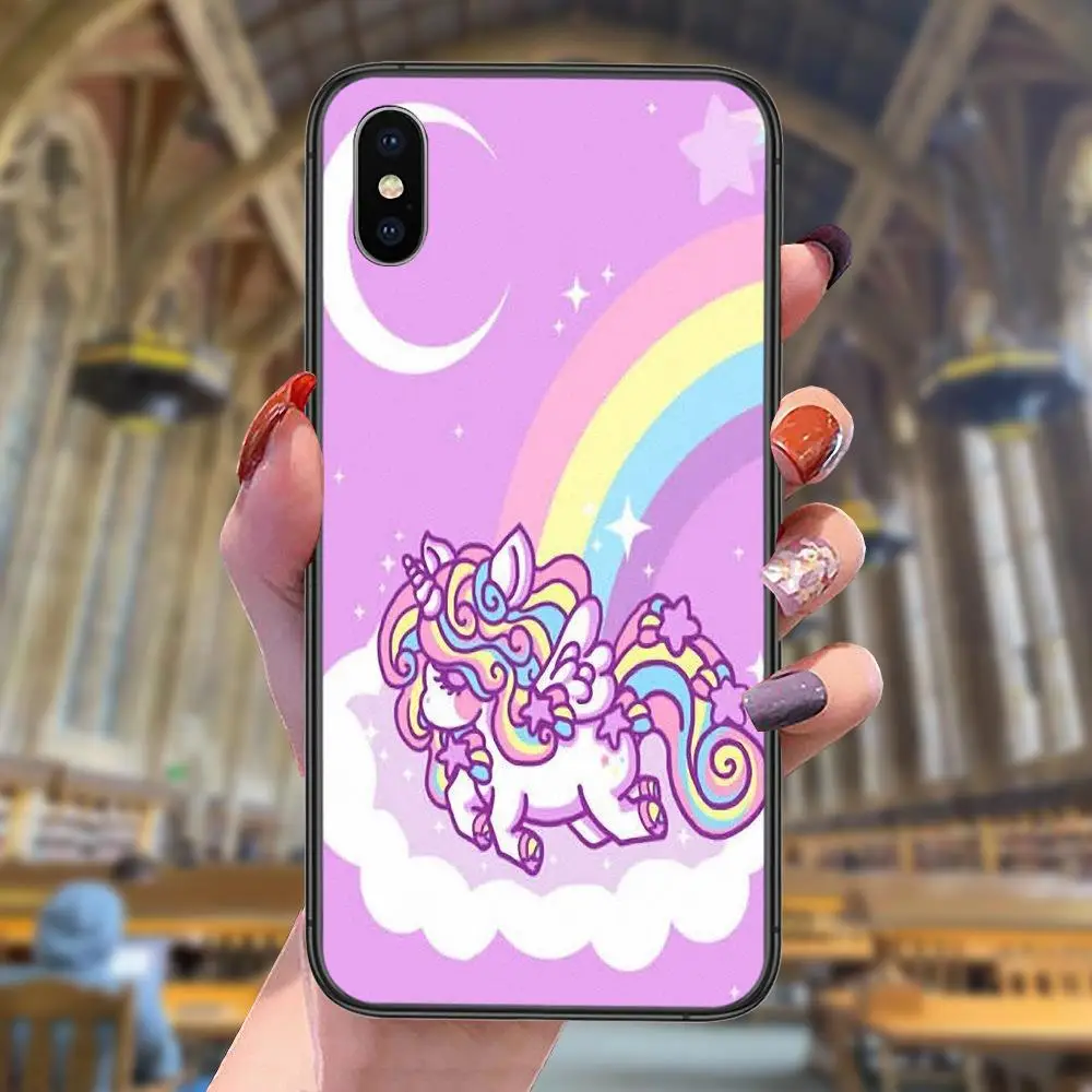 Дешевый детский милый мультяшный Единорог черный чехол Роскошный Искусство Для