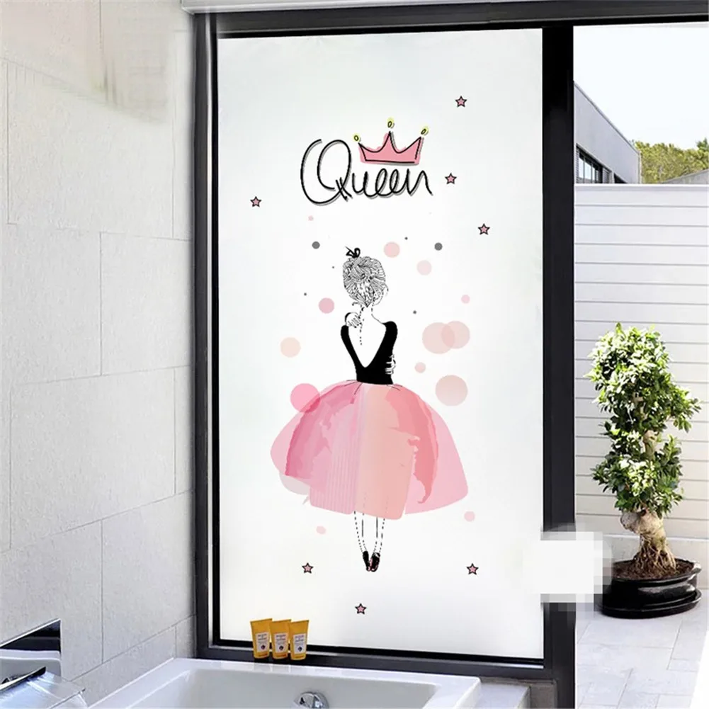 

Privacy Windows Film Ballet Queen Stained Glass Window Stickers No Glue Static Cling Decorative Frosted Window Films Window Tint