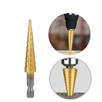 metal drill hss hex shank straight groove 3 12mm small size step drill bit cone titanium coated wood cutter woodworking tools