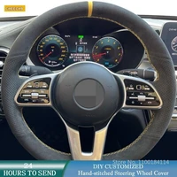 diy customized durable suede car steering wheel cover for benz a class 2019 202