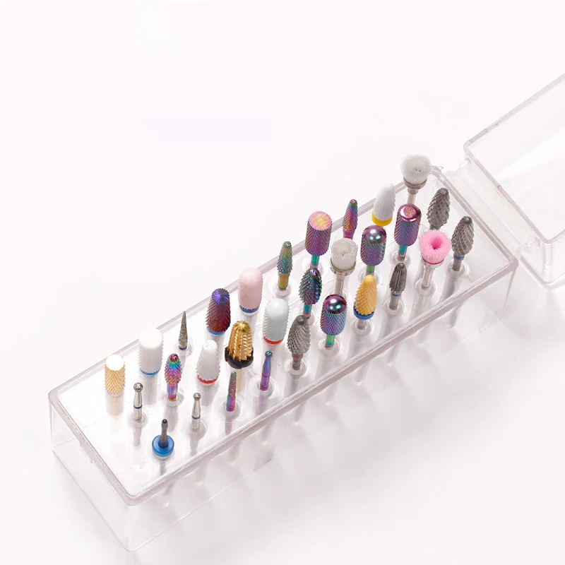 

Nail Drill Bits Holder Stand 30 Holes Dustproof Drill Bit Case Transparent Nail Art Salon Organizer Storage Displayer Box