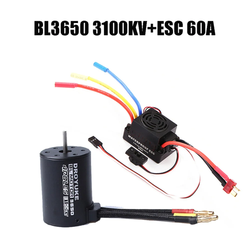 Водонепроницаемый бесщеточный двигатель Droyuke BL3650 3100KV 3900KV 4300KV KV5200 и 60A бесщеточный ESC с T-образной вилкой для 1/10 RC Car Truck