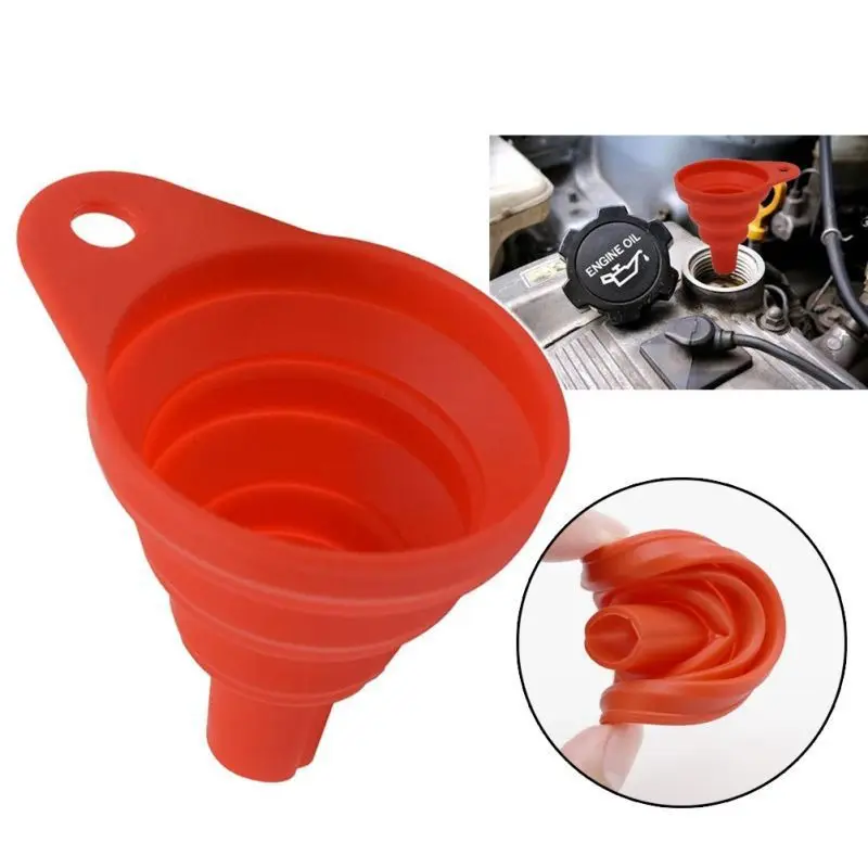 

Universal Car Auto Engine Funnel Gasoline Oil Fuel Petrol Diesel Liquid Washer Fluid Change Fill Transfer Collapsible Silicone